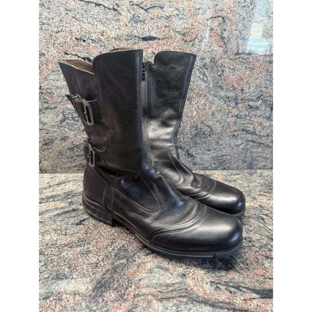 Aero Giardini Black Leather Buckle Boots